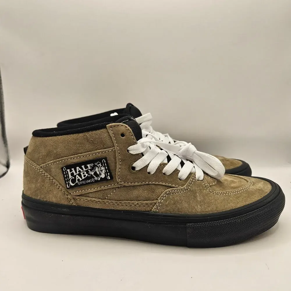 VANS MEN'S 7.5 RARE SKATE HALF CAB PIG SUEDE OLIVE BLACK NWOB